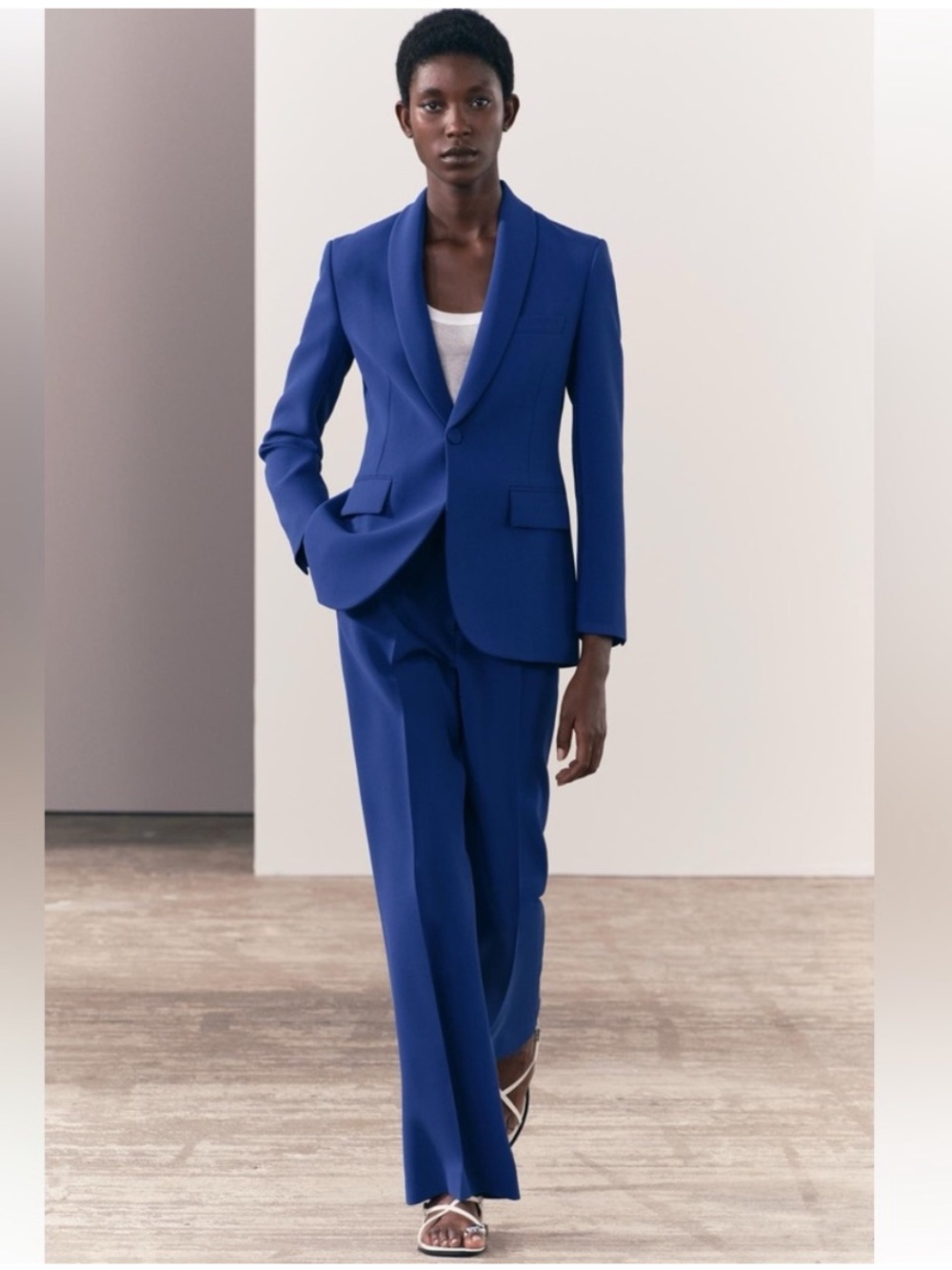 Zara Cobalt Blue Women's 2 Piece Tuxedo Blazer Set XS